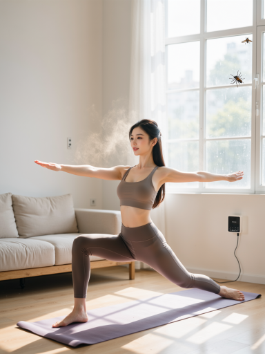 布面精装瑜伽书籍封面，淡紫色调，标题为《瑜伽与身心平衡》，展示瑜伽体式剪影，设计优雅