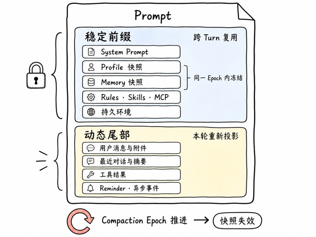 提示词中相对稳定的背景与当前轮次内容
