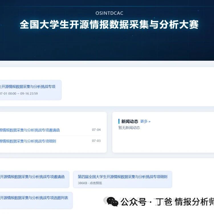 【报名倒计时】第四届全国大学生开源情报数据采集与分析挑战赛